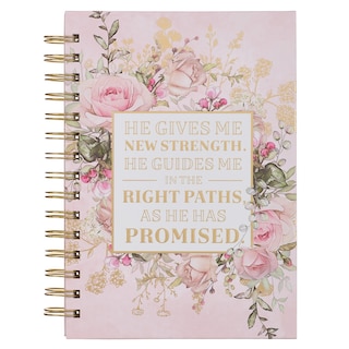 Front cover_Journal Spiral-bound Pink Floral New Strength Ps. 23:3