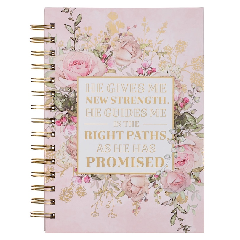 Front cover_Journal Spiral-bound Pink Floral New Strength Ps. 23:3