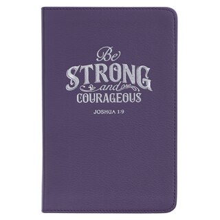Be Strong and Courageous Joshua 1:9 Bible Verse Purple Full Grain Leather Journal Inspirational Notebook w/Ribbon