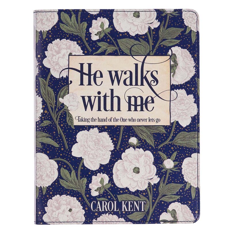 Couverture_Devotional He Walks with Me White Floral Faux Leather