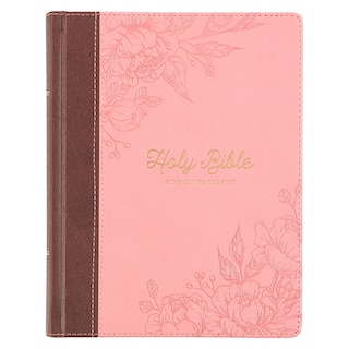 Front cover_KJV Note-taking Bible Faux Leather HC, Brown/Pink