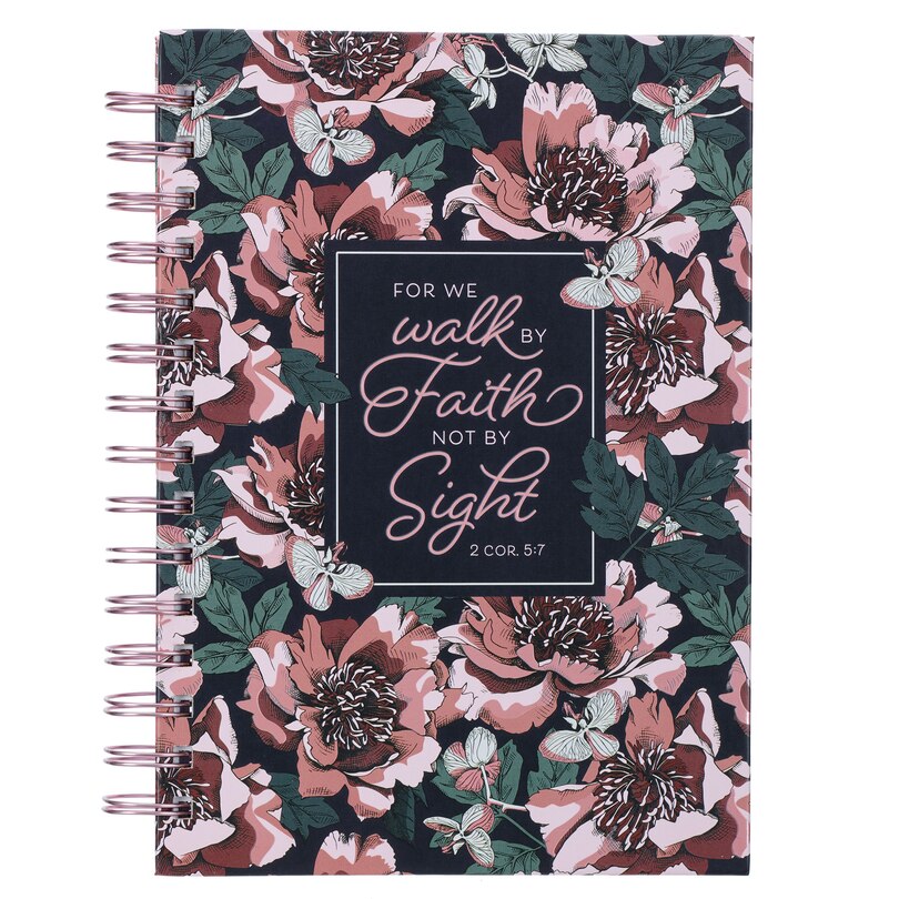 Couverture_Journal Wirebound Black Floral Walk by Faith 2 Cor. 5:7