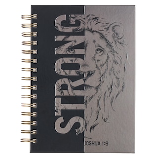 Front cover_Journal Spiral-bound Black/Gray Be Strong Josh. 1:9