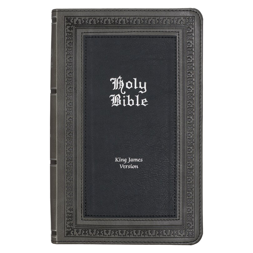 Front cover_KJV Bible Giant Print Standard-size Faux Leather, Gray/Black