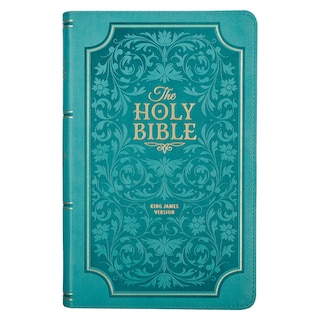 Front cover_KJV Bible Giant Print Standard-size Faux Leather, Teal Floral