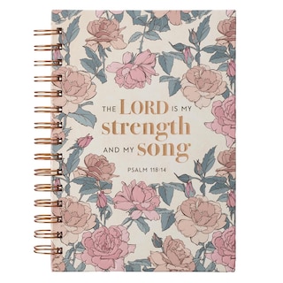 Front cover_Journal Spiral-bound Cream Floral My Strength & My Song Ps. 118:14