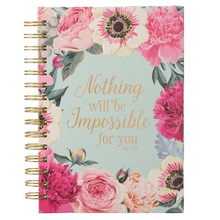 Front cover_Journal Wirebound Blue Floral Nothing Will be Impossible Matt. 17:20