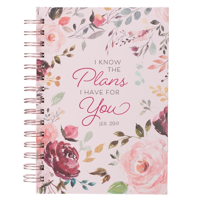 Front cover_Journal Spiral-bound Pink Floral The Plans Jer. 29:11