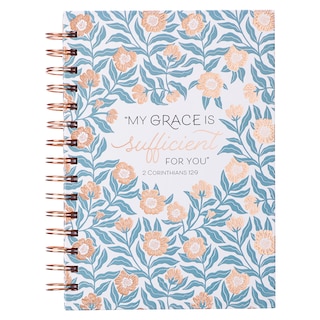 Front cover_Journal Spiral-bound White/Teal/Gold My Grace 2 Cor. 12:9