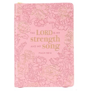 Couverture_Journal Classic Zip Pink My Strength & My Song Psalm 118:14
