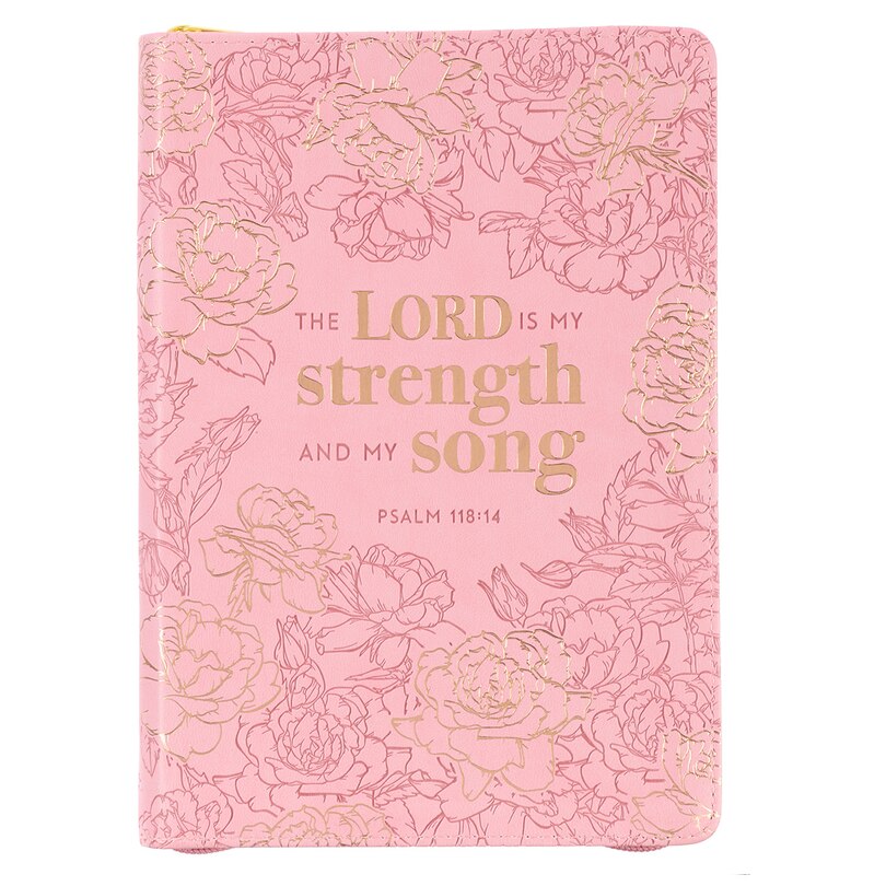 Couverture_Journal Classic Zip Pink My Strength & My Song Psalm 118:14