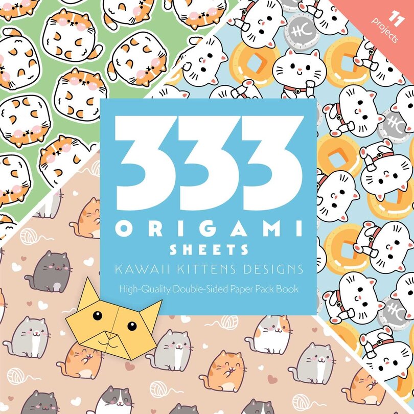 Front cover_333 Origami Sheets Kawaii Kittens Designs