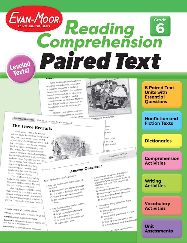 Front cover_Reading Comprehension: Paired Text, Grade 6 Teacher Resource