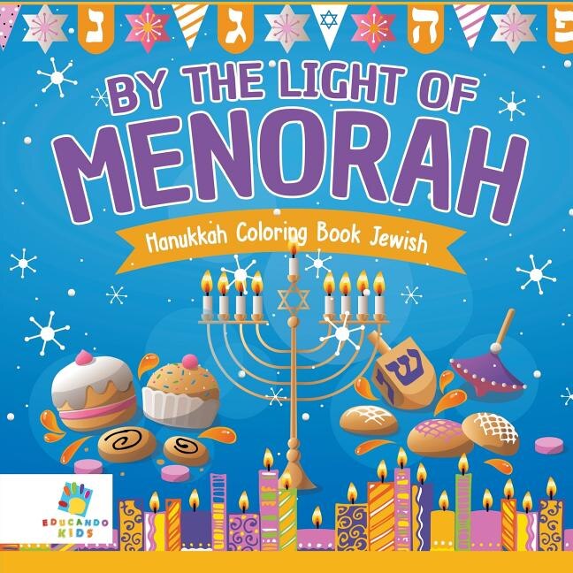Front cover_By the Light of the Menorah Hanukkah Coloring Book Jewish