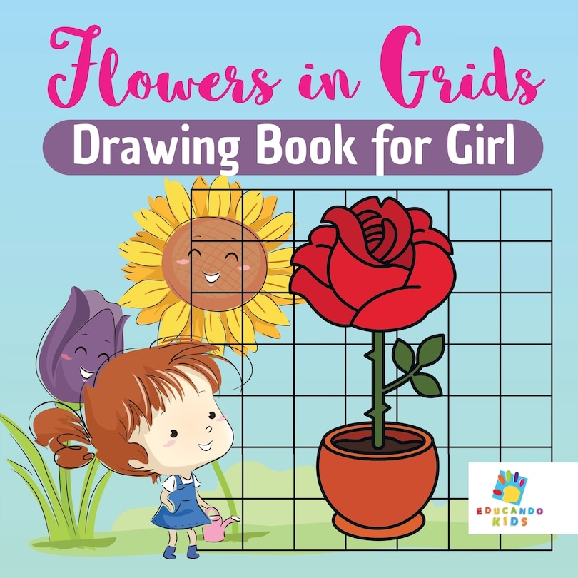Front cover_Flowers in Grids Drawing Book for Girl