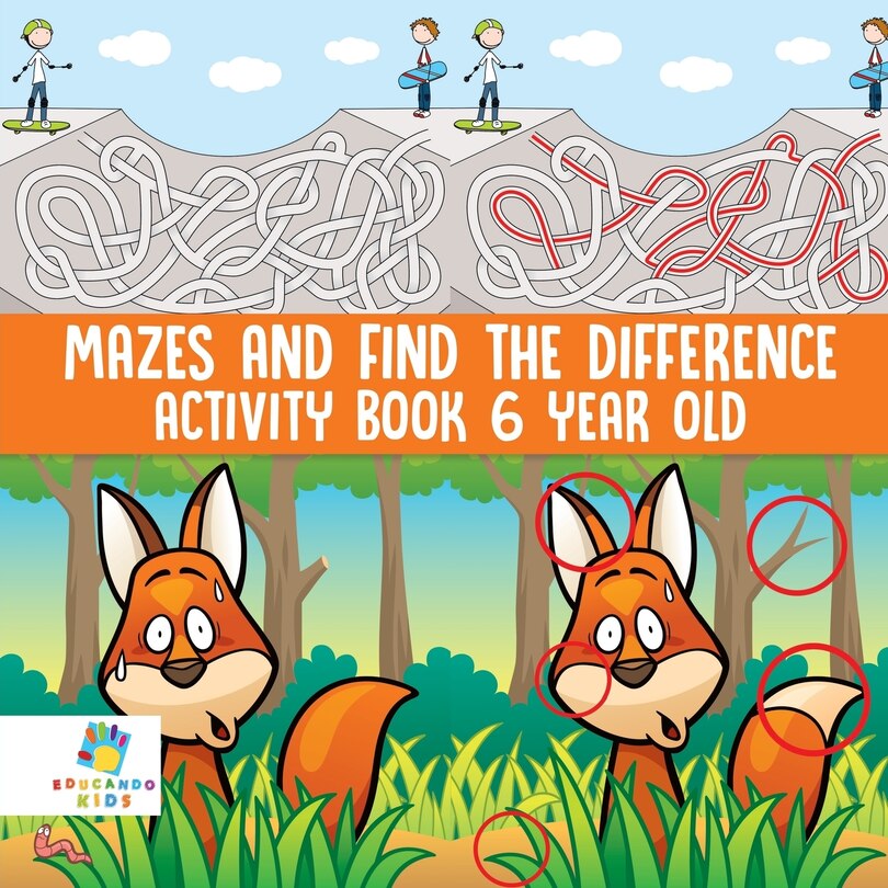 Front cover_Mazes and Find the Difference Activity Book 6 Year Old