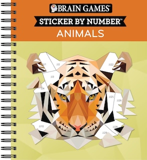Front cover_Brain Games - Sticker by Number: Animals - 2 Books in 1 (42 Images to Sticker)
