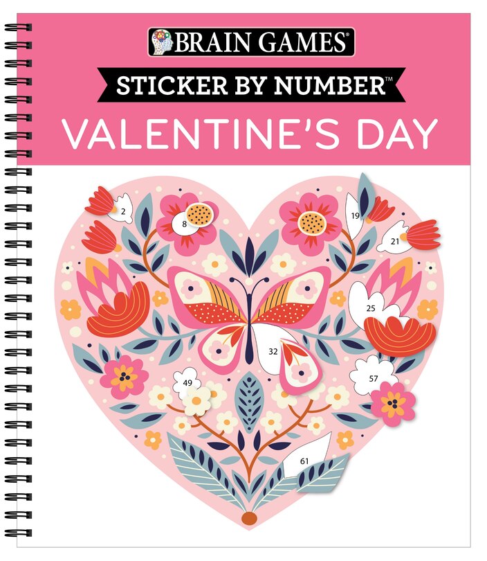 Front cover_Brain Games - Sticker by Number: Valentine's Day