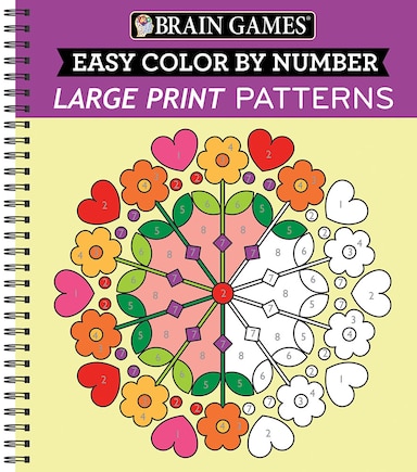 Brain Games - Easy Color by Number: Large Print Patterns (Stress Free Coloring Book)