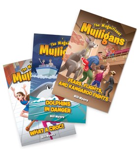 Front cover_Magnificent Mulligans 3-Pack: What a Croc! / Dolphins in Danger / Fears, Flights, and Kangaroo Fights