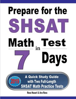 Couverture_Prepare for the SHSAT Math Test in 7 Days