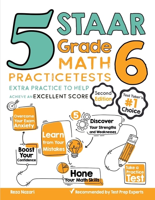 Couverture_5 STAAR Grade 6 Math Practice Tests