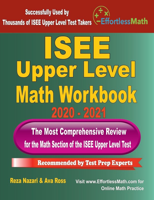 Front cover_ISEE Upper Level Math Workbook 2020 - 2021