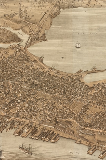 1876 Bird's Eye View Map Of The City Of Portland, Maine - A Poetose Notebook / Journal / Diary (50 Pages/25 Sheets): A Poetose Notebook / Journal / Diary (50 Pages/25 Sheets)