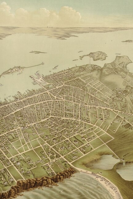 Front cover_1878 Bird's Eye View Map Of Newport, Rhode Island - A Poetose Notebook / Journal / Diary (50 Pages/25 Sheets)