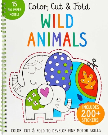 Color, Cut, and Fold: Wild Animals: (Lions, Tigers, Elephants, Art books for kids 4 - 8, Boys and Girls Coloring, Creativity and Fine Motor Skills, Kids Origami)