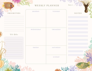 Front cover_Art Of Nature: Under The Sea Weekly Planner Notepad