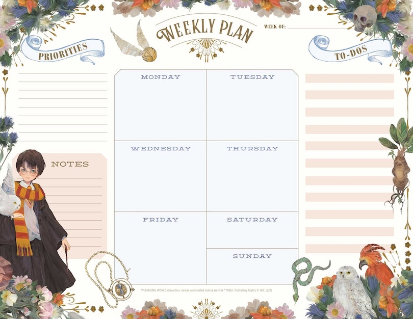 Front cover_Harry Potter: Floral Fantasy Weekly Planner Notepad