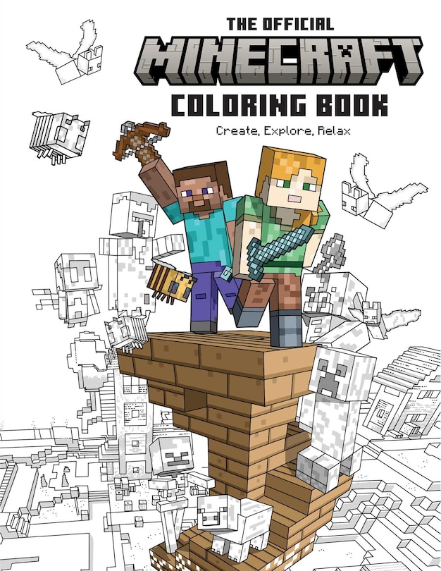 Front cover_The Official Minecraft Coloring Book: Create, Explore, Relax!