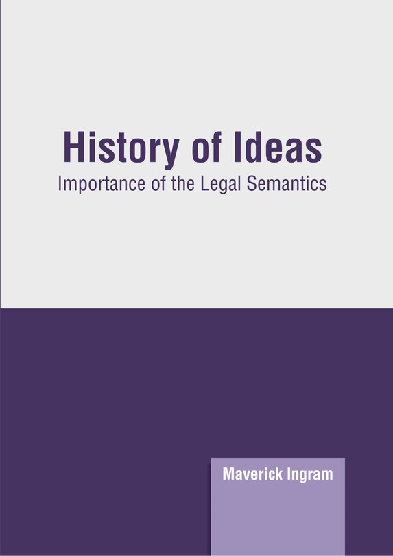 Couverture_History of Ideas: Importance of the Legal Semantics