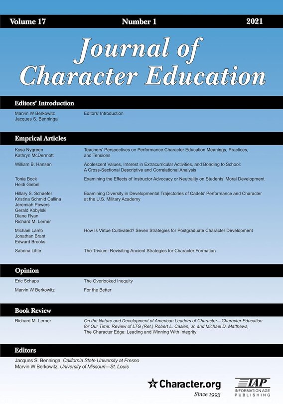 Front cover_Journal of Character Education Vol 17 Issue 1