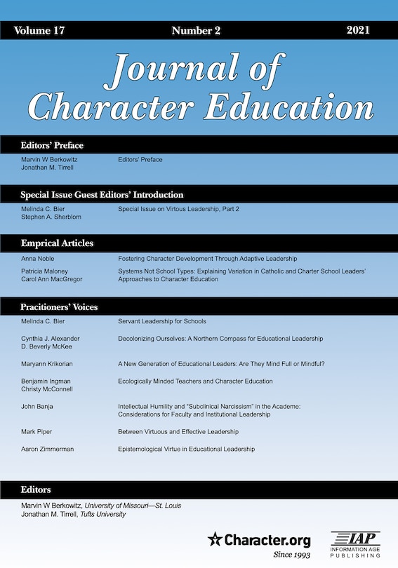 Front cover_Journal of Character Education Vol 17 Issue 1