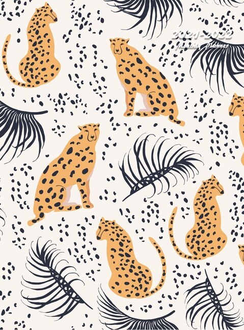 2021-2022 Monthly Planner: Large Two Year Planner (cheetahs With Palm Leaves Hardcover)