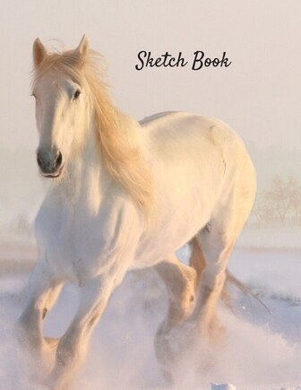 Sketch Book: White Horse Winter Snow Themed Personalized Artist Sketchbook For Drawing and Creative Doodling