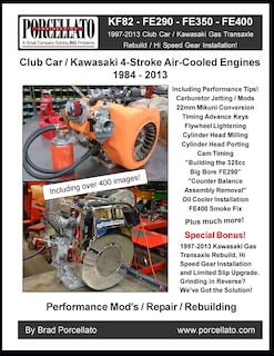 Club Car / Kawasaki 4-Stroke Air-Cooled Engines 1984 - 2013: KF82 - FE290 - FE350 - FE400. Including 1997 - 2013 Gas Transaxle