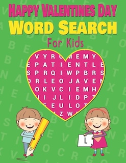 Front cover_Happy Valentines Day Word Search large Print valentine word search For Kids.