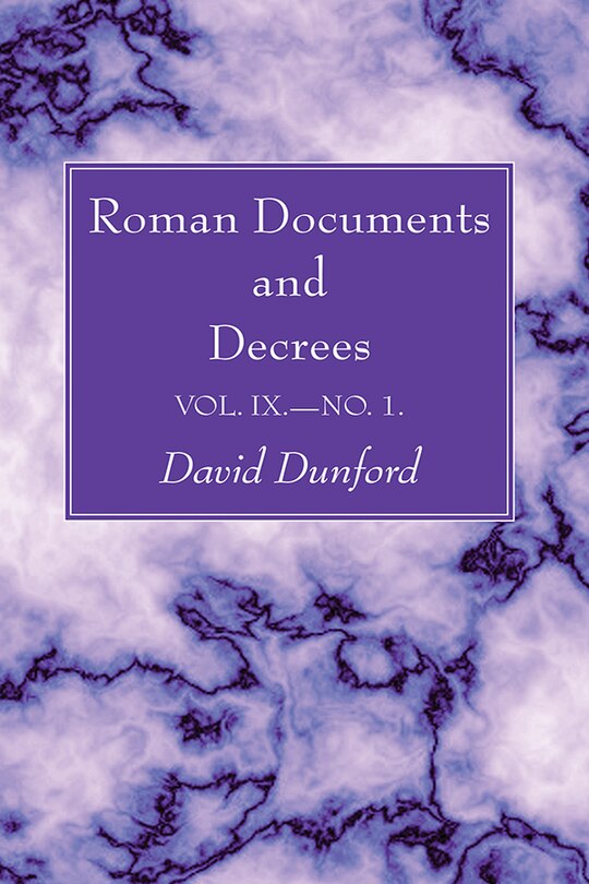 Couverture_Roman Documents and Decrees, Volume IX - No. 1
