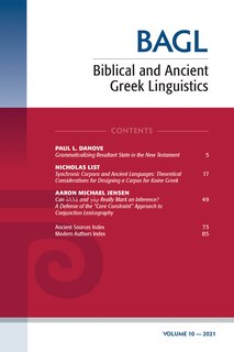 Front cover_Biblical and Ancient Greek Linguistics, Volume 10