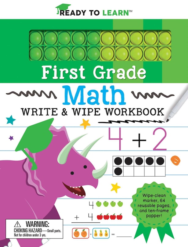 Front cover_Ready to Learn: First Grade Math Write & Wipe Workbook with Popper