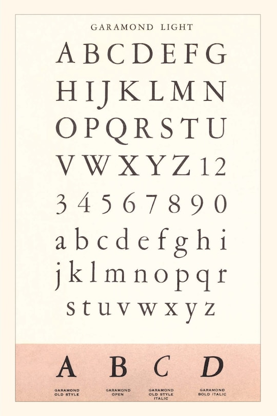 Front cover_Vintage Journal Font Sample Chart, Garamond