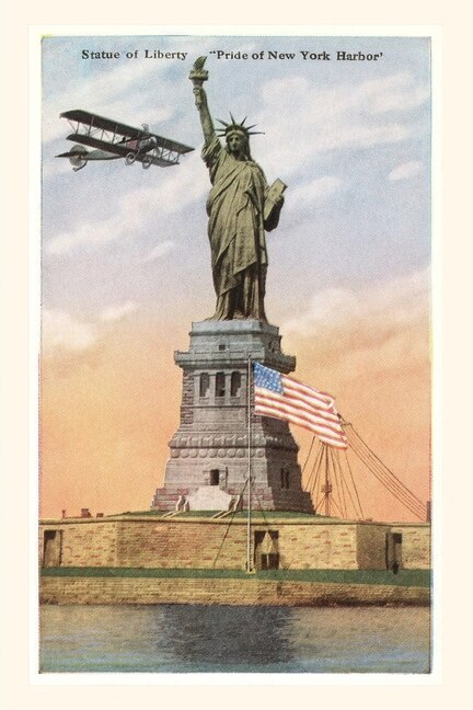 Front cover_Vintage Journal Statue of Liberty with Biplane, New York City
