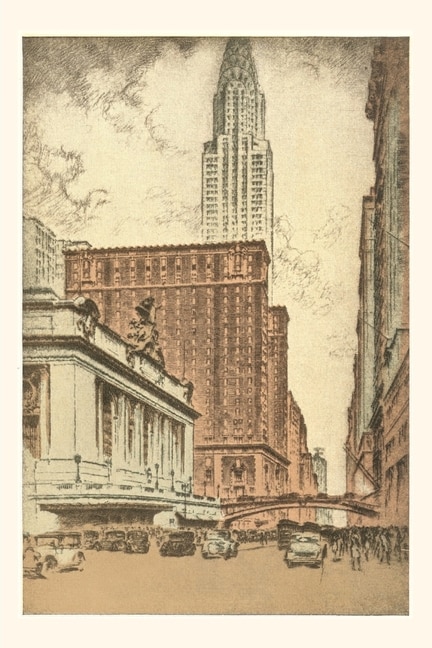 Couverture_Vintage Journal Grand Central Station and Chrysler Building Illustration