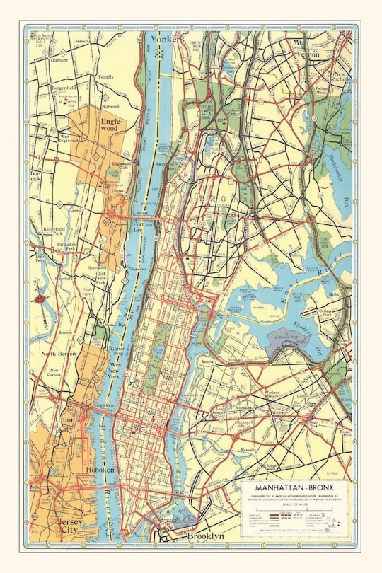 Front cover_Vintage Journal Map of Manhattan and Bronx, New York