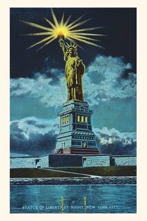 Front cover_Vintage Journal Statue of Liberty at Night, New York Harbor
