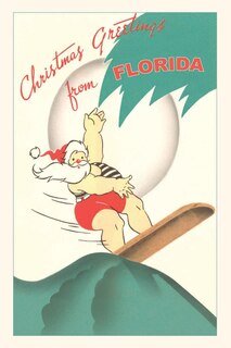 Front cover_Vintage Journal Christmas Greetings from Florida, Surfing Santa