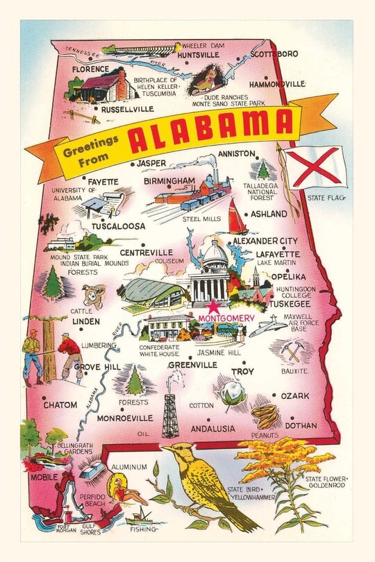 Front cover_Vintage Journal Map of Alabama Attractions